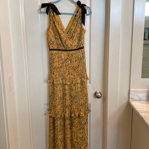 LuLus Tiered Pleated Floral Dress